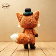 Handmade Wool Felt Top Hat Fox Figurine – Romantic Desk Decor Gift