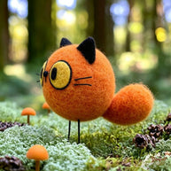 Handmade Wool Felt Round Forest Creature Figurine – Whimsical Woodland Desk Decor Gift