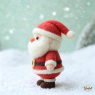 Handmade Wool Felt Cute Santa Figurine – Christmas Holiday Desk Decor Gift