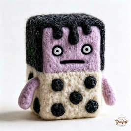 The Puzzled Polka-Dot Monster – Handmade Wool Felt Figurine