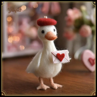 Love Letter Duck in Red Beret – Wool Felt Parisian Messenger