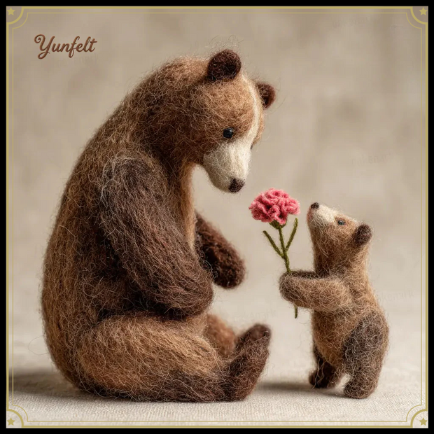 Mother Bear & Cub – Wool Felt Everlasting Love Gift Set