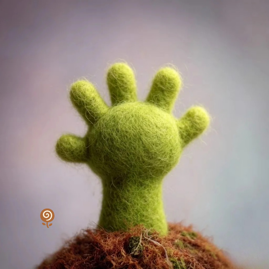 The Little Green Wave – Handmade Wool Felt Hand Figurine