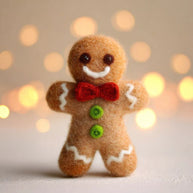 Handmade Wool Felt Gingerbread Man Figurine – Christmas Holiday Desk Decor Gift
