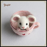 Teacup Mouse Figurine – Wool Felt Valentine’s Day Love Token