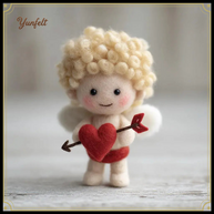 Cherub Cupid Ornament – Wool Felt Heart & Arrow Hanging Decor