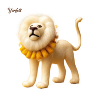 White Lion with Yellow Collar – Radiant Wool Felt Sunshine Guardian