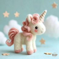 Handmade Wool Felt Pink Unicorn Figurine – Dreamy Desk Decor Gift