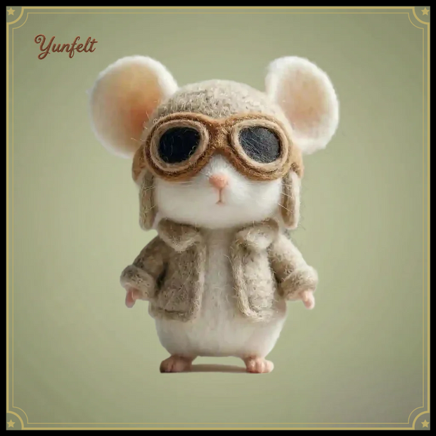 Aviator Mouse – Wool Felt Little Explorer Figurine