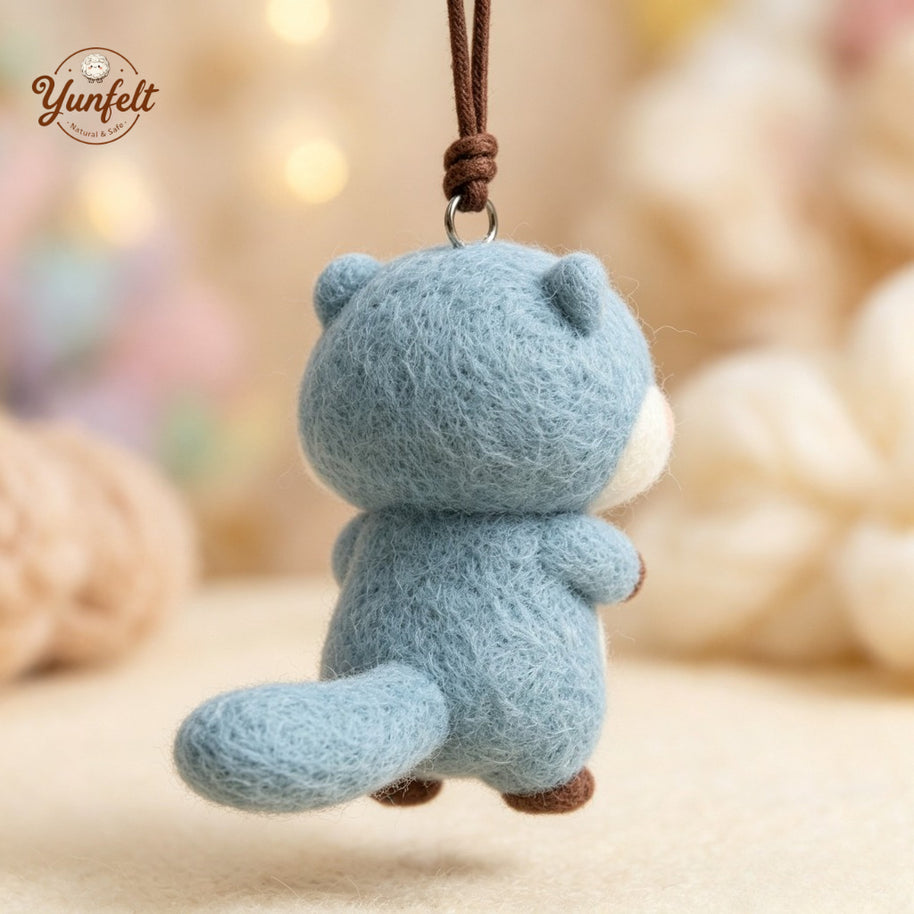 Handmade Wool Felt Blue Otter Bag Charm – Cute Accessory Gift