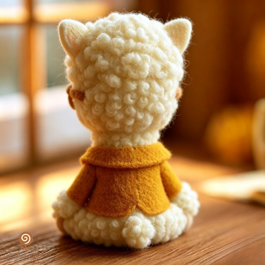 The Bookish Little Lamb – Handmade Wool Felt Figurine