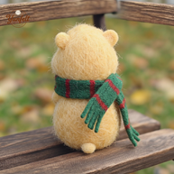 Winter Buddy Hamster with Scarf – Wool Felt Healing Desk Pet