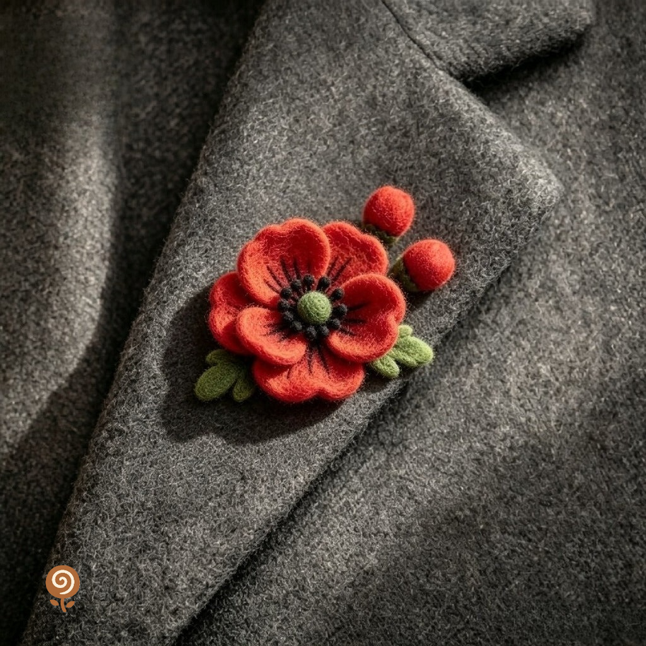 The Wildflower Brooch – Handmade Wool Felt Poppy or Blush Floral Accessory