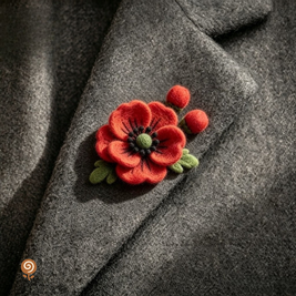 The Wildflower Brooch – Handmade Wool Felt Poppy or Blush Floral Accessory
