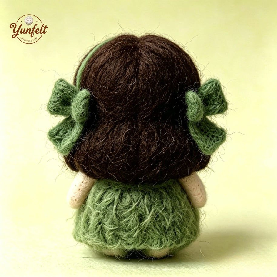 Handmade Wool Felt Forest Girl Figurine – Storybook Desk Decor Gift