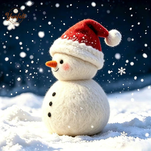 Handmade Wool Felt Snowman Figurine – Christmas Desk Decor Gift