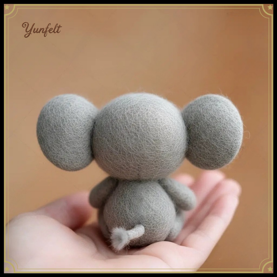 Gentle Big‑Ear Grey Elephant – Wool Felt Baby Shower Gift
