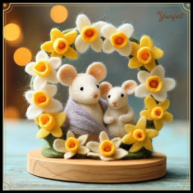Mother & Child Snuggle Wreath – Wool Felt Family Love Display
