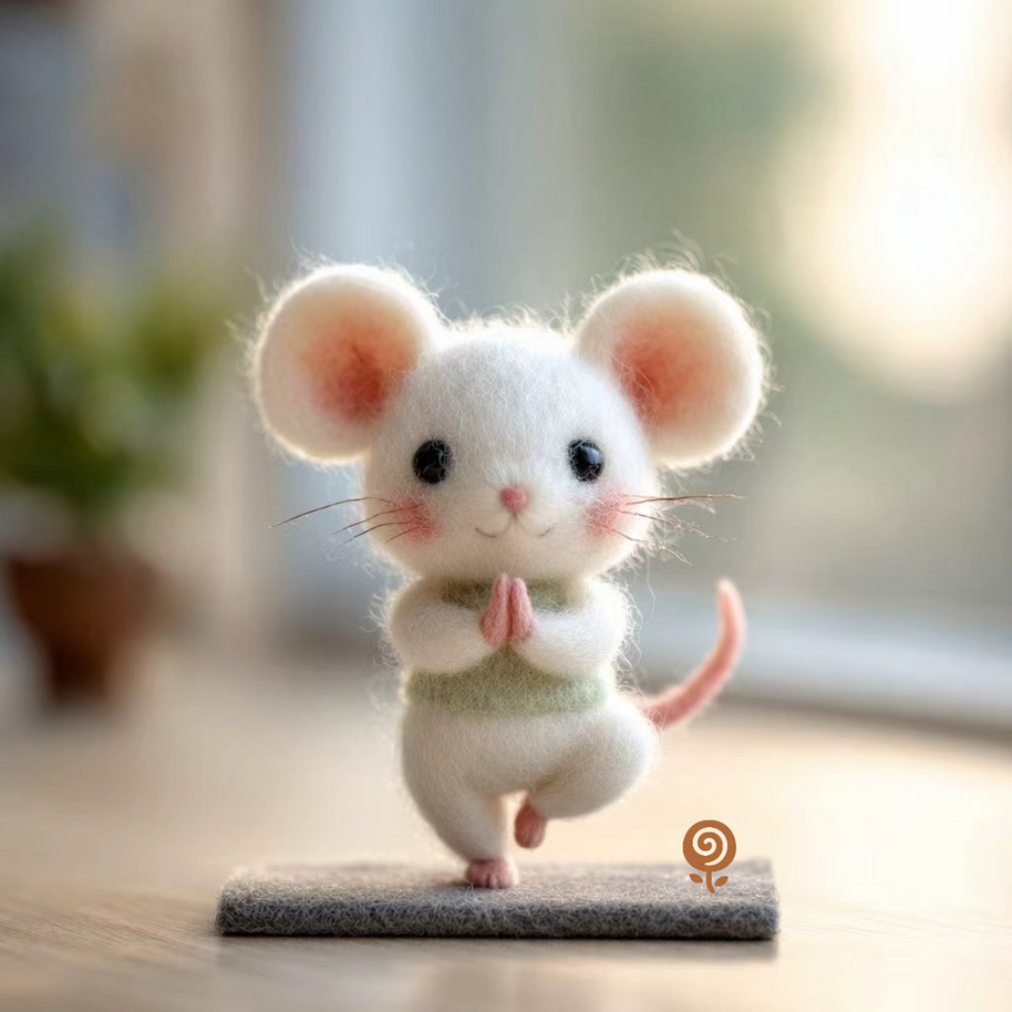 The Little Kung Fu Mouse – Handmade Wool Felt Figurine