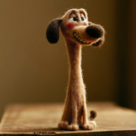 Handmade Wool Felt Cartoon Dog Figurine – Whimsical Desk Decor Gift