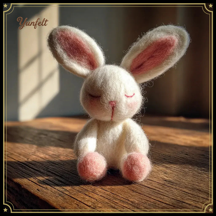 Meditating White Rabbit – Zen Wool Felt Desk Companion