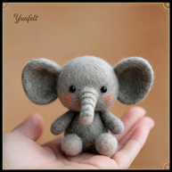 Gentle Big‑Ear Grey Elephant – Wool Felt Baby Shower Gift