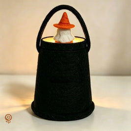 The Witch-Hat Ghost Lantern – Handmade Wool Felt Halloween Light