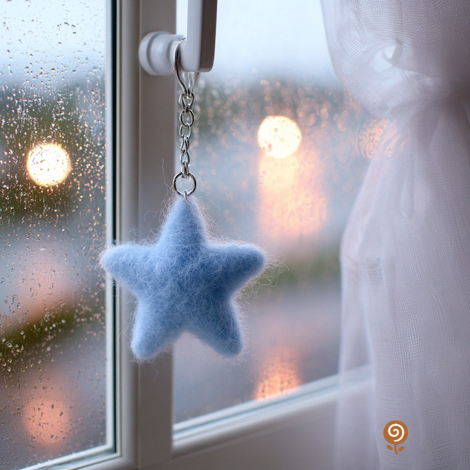 The Little Sky-Blue Star – Handmade Wool Felt Hanging Charm