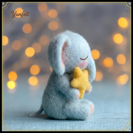 Sleeping Baby Elephant Holding Star – Wool Felt Bedtime Guardian
