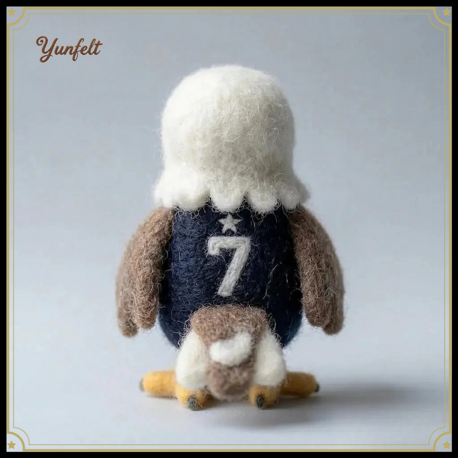 Bald Eagle Soccer Player – Wool Felt Sporty Figurine