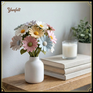 Everlasting Pastel Daisy Bouquet – Wool Felt Spring Floral Arrangement