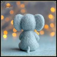 Sleeping Baby Elephant Holding Star – Wool Felt Bedtime Guardian