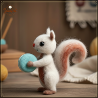 Squirrel Hugging Sandwich Cookie – Wool Felt Quirky Desk Pet