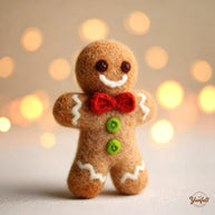 Handmade Wool Felt Gingerbread Man Figurine – Christmas Holiday Desk Decor Gift