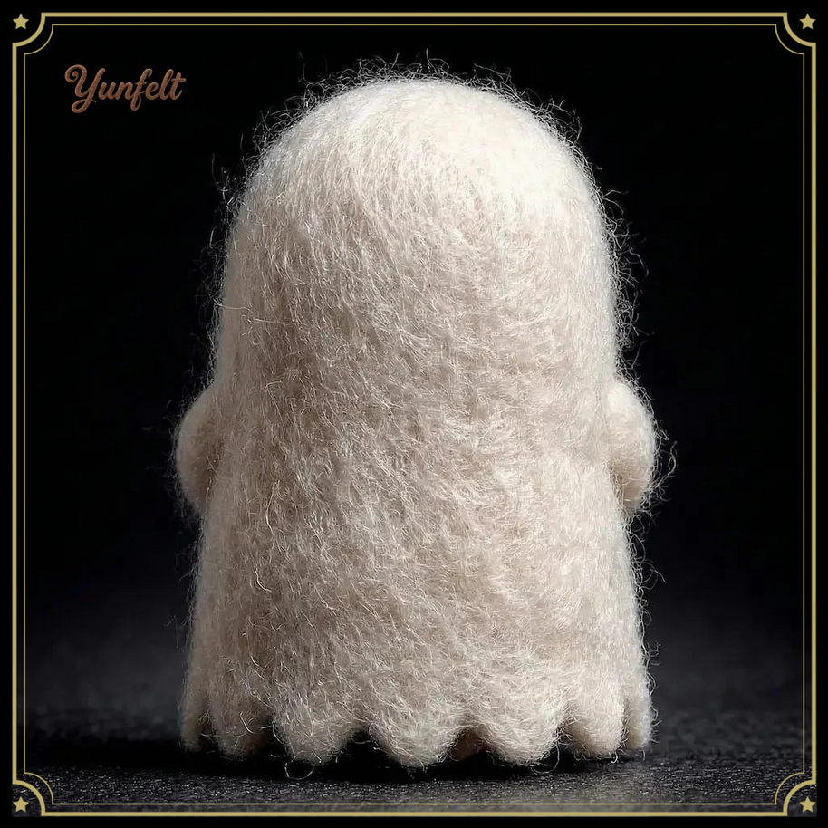 Friendly Ghost Figurine – Wool Felt Love Spirit with Heart