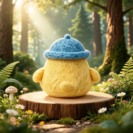 The Blue-Beret Little Chick – Handmade Wool Felt Figurine