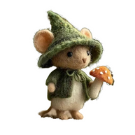 Mushroom Explorer with Wizard Hat & Cape – Wool Felt Forest Sprite