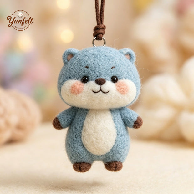 Handmade Wool Felt Blue Otter Bag Charm – Cute Accessory Gift