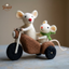 Adventurous Travelers Mice on Motorcycle – Wool Felt Duo Figurine