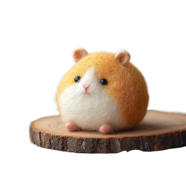 Chubby Round Hamster – Wool Felt Spherical Desk Pet