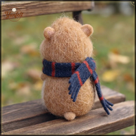 Winter Buddy Hamster with Scarf – Wool Felt Healing Desk Pet