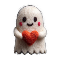 Friendly Ghost Figurine – Wool Felt Love Spirit with Heart