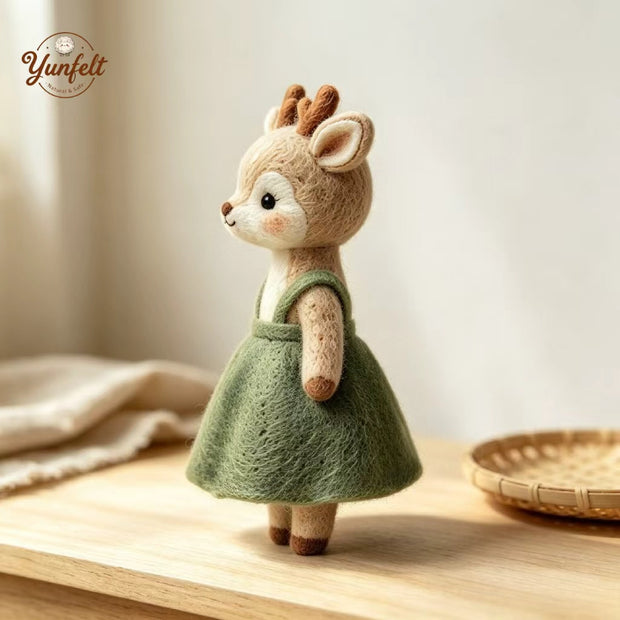Handmade Wool Felt Deer Figurine – Storybook Desk Decor Gift