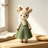 Handmade Wool Felt Deer Figurine – Storybook Desk Decor Gift
