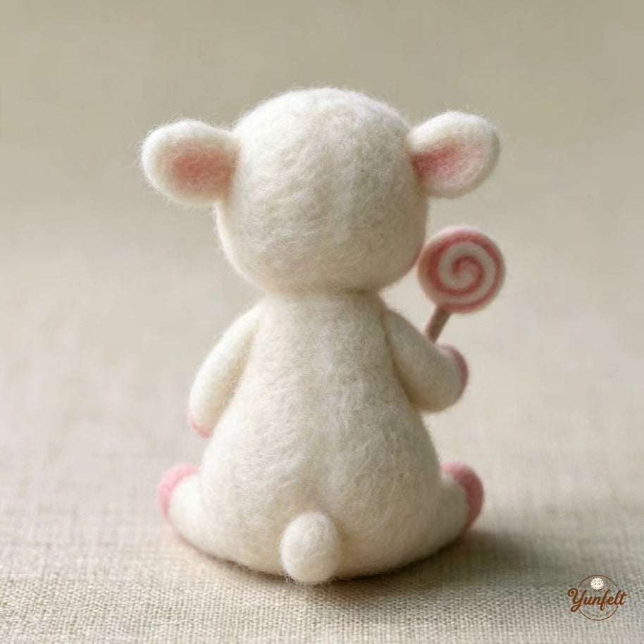 The Sweet-Toothed Little Lamb – Handmade Wool Felt Figurine