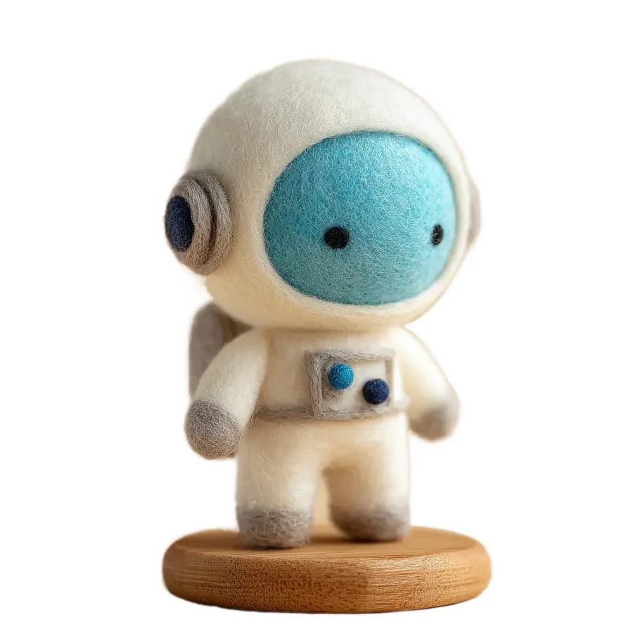 Astronaut Figurine – Wool Felt Cosmic Desk Companion
