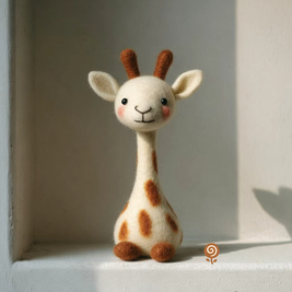 The Sunny Little Giraffe – Handmade Wool Felt Figurine