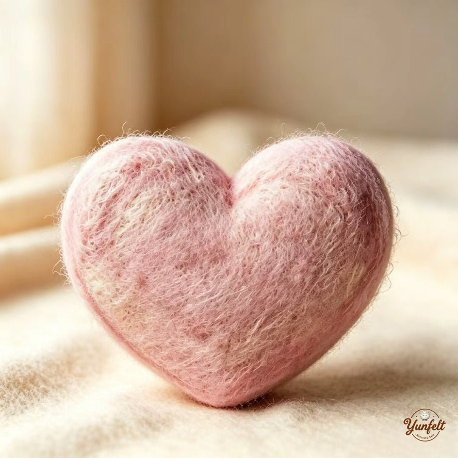 Handmade Wool Felt Scenic Heart Figurine – Romantic Home Decor Gift