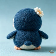 Handmade Wool Felt Daisy Penguin Figurine – Nursery Desk Decor Gift