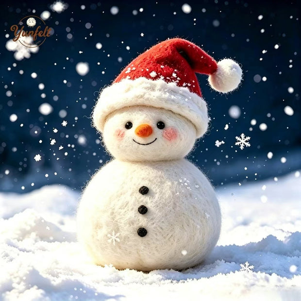Handmade Wool Felt Snowman Figurine – Christmas Desk Decor Gift